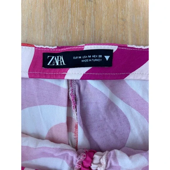 Zara Pink Orange Psychedelic Swirl Halter Top & Wide Leg Pants Set M Disco Retro - Picture 11 of 16